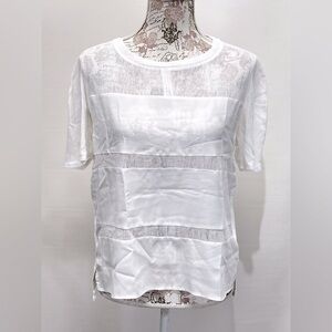 🛍️METAPHOR White sheer stripe short‎ sleeve top size M